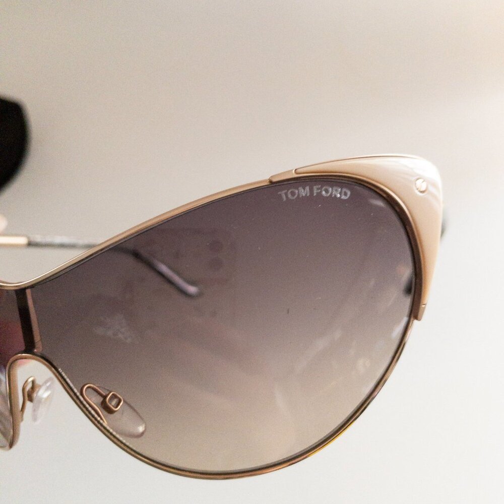Tom Ford Vanda Oversized Sunglasses UV Cat Eye Nude Gold Vacation Summer - Picture 12 of 16